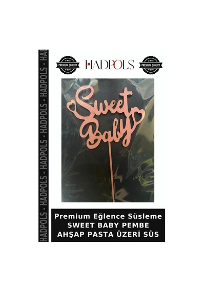 Premium Eğlence Süsleme Sweet Baby Pembe Ahşap Pasta Üzeri Süs