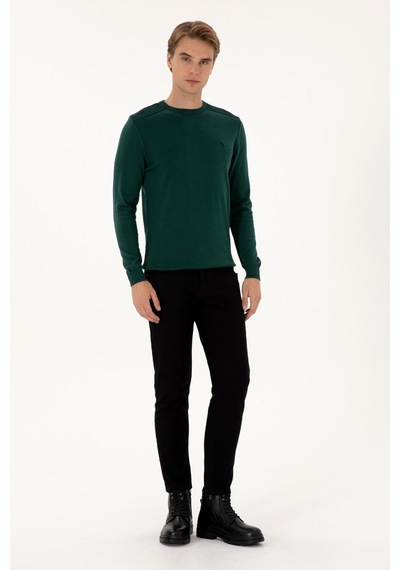 U.S. Polo Assn. Erkek Slim Fit Bisiklet Yaka Yeşil Basic Kazak 50307779-VR054 U.S. Polo Assn. Erkek Slim Fit Bisiklet Yaka Yeşil Basic Kazak 50307779-VR054