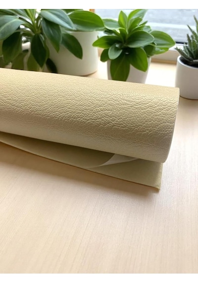 Varan Tekstil Yapışkanlı Krem Suni Deri 100 140 Cm