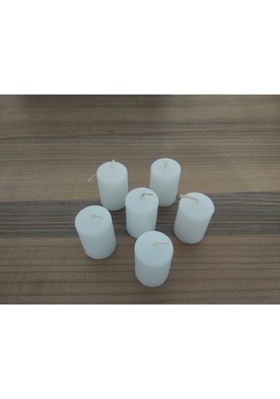 6'Lı Kokusuz Bozkurt Silindir Mum 3*6Cm Beyaz (352330318)