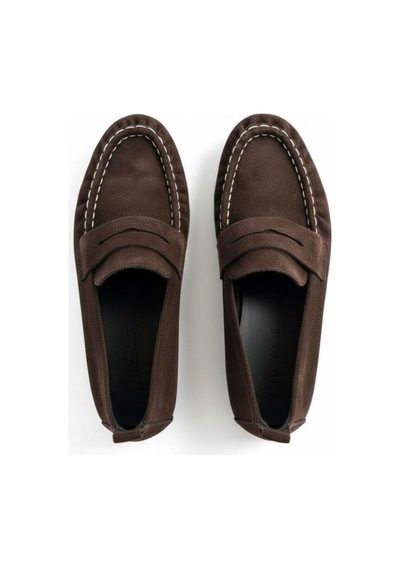 Ne&ve Shoes Kahve Süet Hakiki Deri Astarsız Esnek Kadın Günlük Şık Ve Rahat Loafer Kahverengi