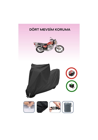 Siyah Kilit Uyumlu Kuba Kb150-9 Uyumlu Motosiklet Brandası Su Geçirmez