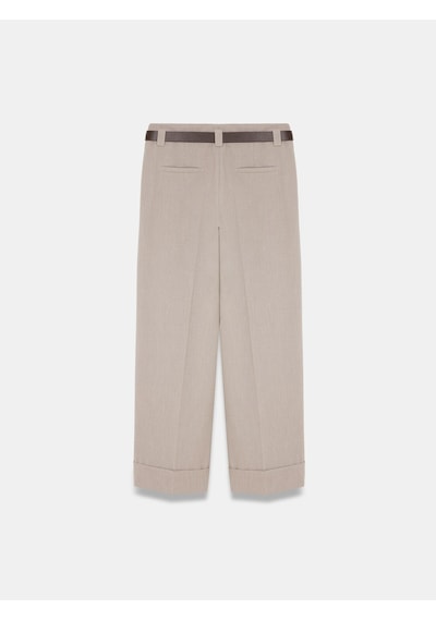 Dilvin 72821 Kemerli Kıvrık Paça Pantolon-vizon