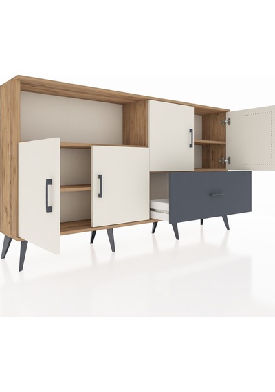 Arges Konsol 4 Raflı Tek Çekmeceli 4 Kapaklı 176x30x99 Çam-aytaşı Çam-aytaşı/antrasit Arges Konsol 4 Raflı Tek Çekmeceli 4 Kapaklı 176x30x99 Çam-aytaşı Çam-aytaşı/antrasit