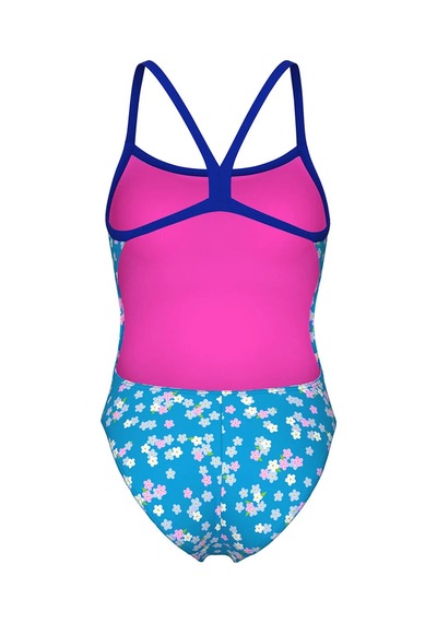 Arena Flowers Swimsuit Challenge Back Kadın Mavi Yüzücü Mayo 010714880 Çok Renkli