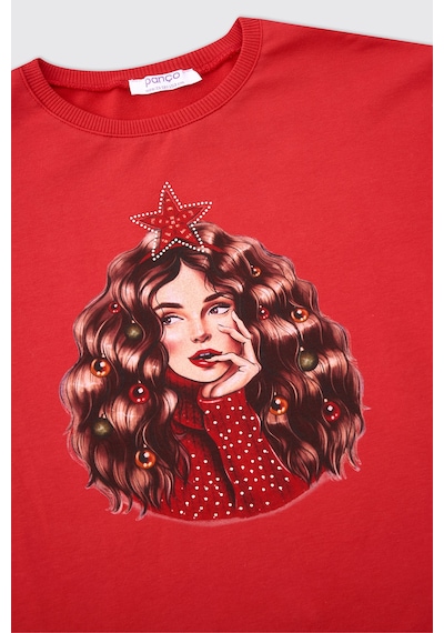 Panço Kız Çocuk Kırmızı Sweatshirt 2521gk08055