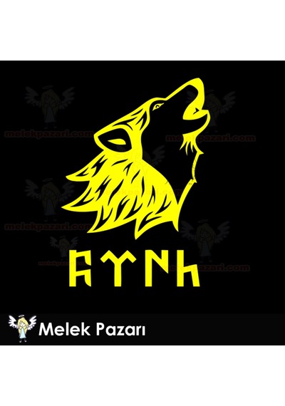 Göktürkçe Türk Ve Uluyan Kurt Araba Sticker