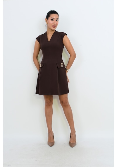 Dorne Moda V Yaka Cep Detaylı Mini Elbise - Düğün - Mezuniyet - Ofis Şıklığı Kahverengi Kahverengi Dorne Moda V Yaka Cep Detaylı Mini Elbise - Düğün - Mezuniyet - Ofis Şıklığı Kahverengi Kahverengi