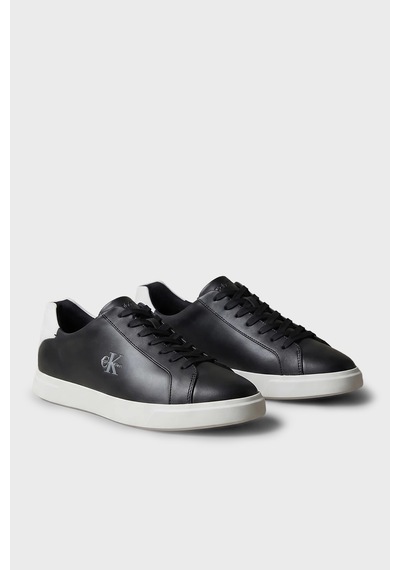 Calvin Klein Logolu Deri Sneaker Ayakkabı Hm0hm021230gm Erkek Ayakkabı Hm0hm02123 0gm Siyah