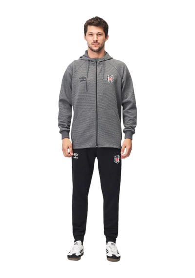 Beşiktaş Lisanslı Umbro Kapüşonlu Fermuarlı Sweatshirt Gri