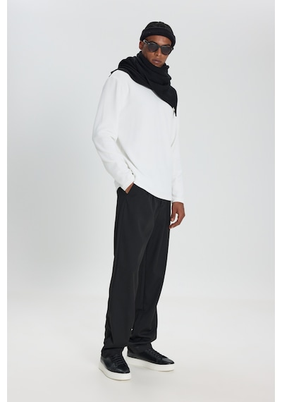 AC&Co / Altınyıldız Classics  Erkek Ekru Pamuklu Slim Fit Dar Kesim Bisiklet Yaka Jakarlı Esnek Tişört Ekru