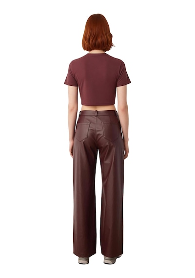 Ersefa Kadın Suni Deri Geniş Paça Pantolon Cool & Comfort Tarzı Fonksiyo Bordo