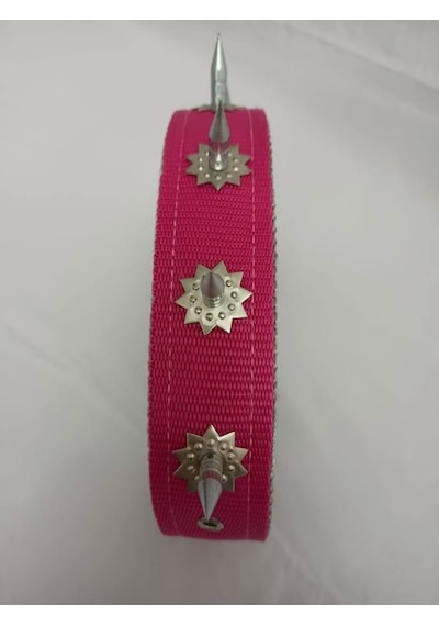Kozaklı 10455 Çivili Süslü Köpek Tasması Pembe 70 x 4 CM