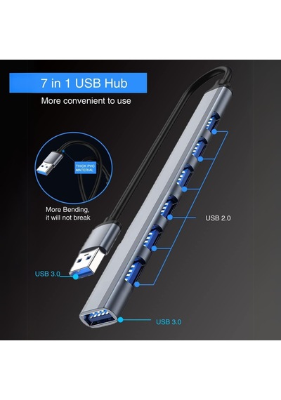 Usb-c Hub Docking Station - Macbook & Windows Uyumlu Çoklayıcı Adaptör Gri, 7-in-1
