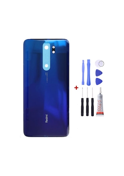 Xiaomi Redmi Note 8 Pro Mavi Arka Cam Kapak Pil Kapağı Tamir Set B7000 Set Mavi