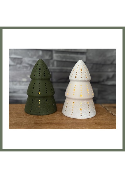 Bezos Çam Ağacı Formlu Tealight Mumluk Yılbaşı Dekoratif Mum Tutucu Bezos1 Çok Renkli