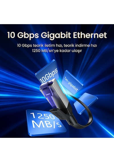 Veggieg Cat7 10gbps Gigabit 600mhz Ftp Rj45 Flat Ethernet Kablosu 10 Metre