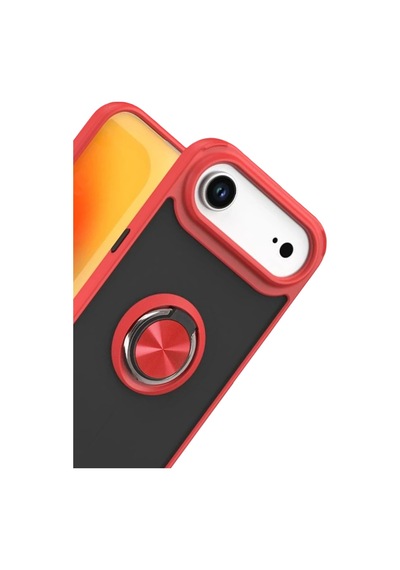 Apple iPhone Uyumlu  17 Air Uyumlu Montreal Yüzüklü Silikon Kapak - Kırmızı