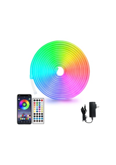 16 Ft Led Neon Işıklar Uzaktan Uygulama Kontrolü Ip65 Su Geçirmez Esnek Neon Led Şerit Işıklar 12 V Rgb Led Neon Halat Işıklar Yatak Odası Oda Dış Mekan Dekorasyonu İçin