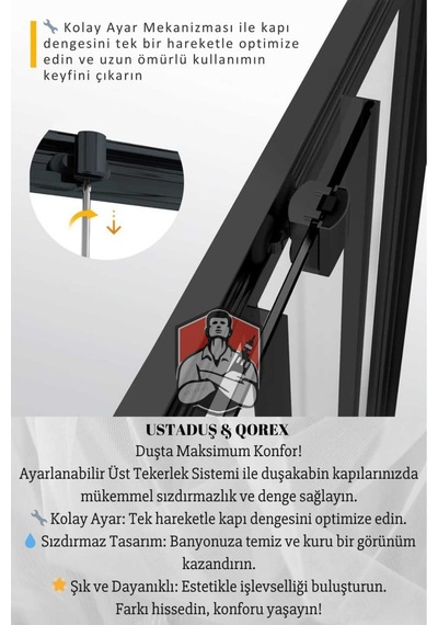 Marka - 6 Mm Karolaj Temper Cam Duşakabin H:190 Özel Seri Krom Aksesuar Diğer