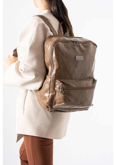 571 Collections Suni Deri Yıkama Sırt Çantası Poliüretan Vizon Model: 571-14-16g Vizon