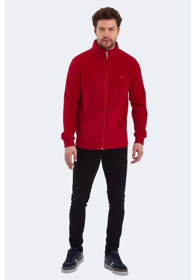 Slazenger Sansa 2 Li Set Erkek Fermuarlı Dik Yaka Cepli Kırmızı - Haki Polar