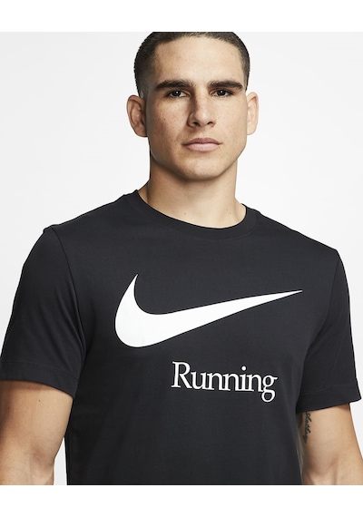 Nike Running Dri Fit Mens T-shirts Erkek Koşu Tişört Siyah Siyah