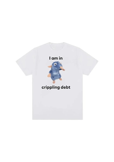 Startmore Beyaz Ben Crippling Borç Sıçan Peluş Komik Meme Li T-sh Beyaz