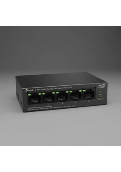 Tp-link Tp-lınk Ls105gp 4 Port Gıgabıt + 1 Port Rj45 Uplınk Poe 65w 250 Metre Poe Mesafe Metal Kasa