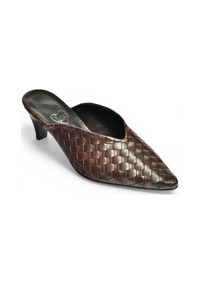 Fox Shoes Y654660709 Kahverengi İnce Topuklu Önü Kapalı Kadın Terlik