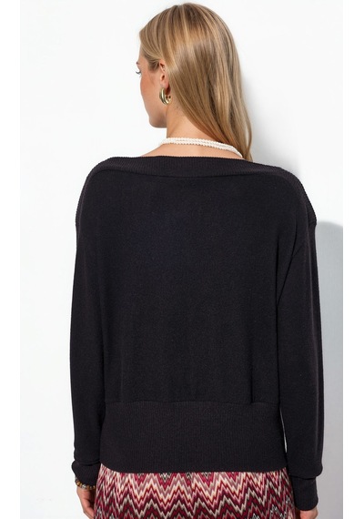 Hiccup Busem Kadın Düz Bisiklet Yaka Sweatshirt Siyah