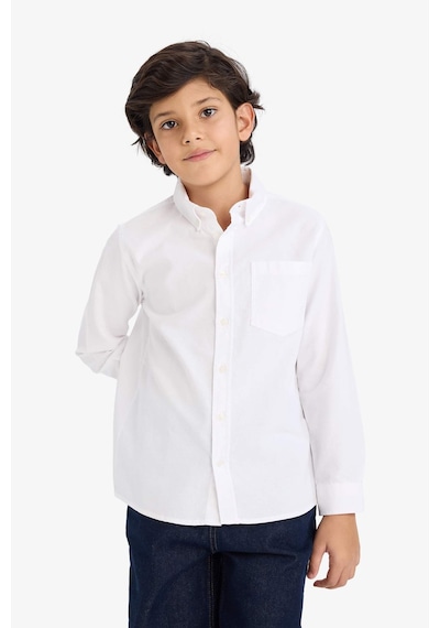Defacto Erkek Çocuk Polo Yaka Oxford Uzun Kollu Basic Düz Gömlek W3215a626spwt34 Beyaz-wt34