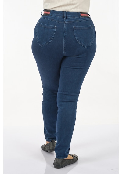 Seleste Minimalist Yüksek Bel Dar Paça Jean Pantolon - Günlük Kullanım Lacivert
