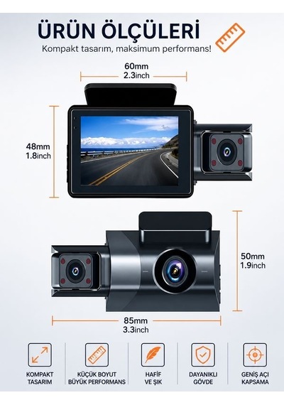 Wi-fi 1080p Araç İçi Kamera 5mp, 170 Açı, Araba Kamerası G-sensör, Döngü Kayıt, 150mah Batarya
