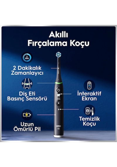 Oral-b İo6 Siyah Şarjlı/elektrikli Diş Fırçası, 2 Fırça Başlığı, Uzun Ömürlü Pil, Premium Seyahat Kabı