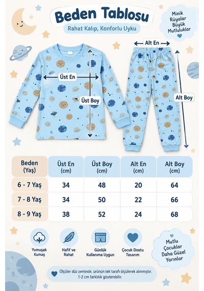 Beniizle Erkek Çocuk Desenli Pijama Takımı Mavi