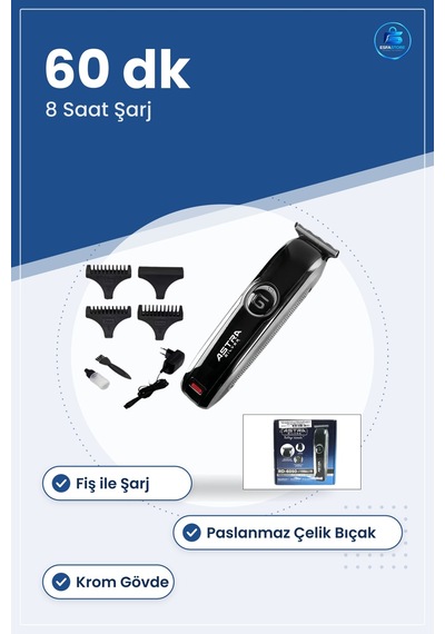 Saç Ve Sakal Kesme Makinesi Fiş Şarjlı Krom Gövdeli Ergonomik Tır