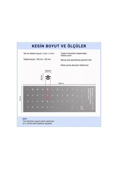 Siyah Korece Klavye Etiketi 3d Uv Kabartmalı 46 Adet Şeffaf Sticker Notebook Ve Masaüstü Uyumlu