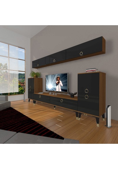 Decoraktiv Eko 9 Mdf Std Gold Tv Ünitesi Tv Sehpası Ceviz - Siyah