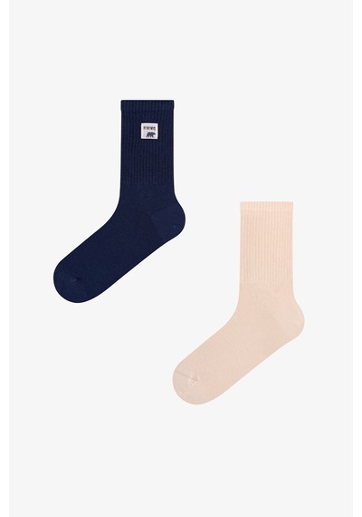 Penti Erkek Marsmelov Dual Shade Slogan Desenli 2 Çift Soket Çorap Çok Renkli