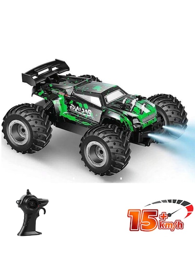 Oyuncak 2.4 Ghz Uzaktan Kumandalı Şarjlı Led Işıklı Drift Atan 15 Km Hız Off Road 45 Dk Batarya Yeşil