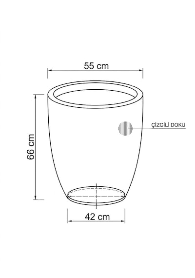 Thorax Büyük Boy Çizgili Fiberglas Saksı 55x66 Cm - Sınırsız Renk Seçenekli Leke Tutmaz Bahçe Ve Ev Saksısı 55 66 100l
