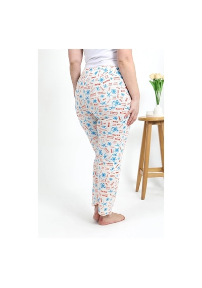 Mtm My The Mall Kadın Pamuklu Büyük Beden Alt Pijama Ekru Ekru