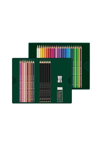 Faber-Castell Polychromos & Pitt Graphite Matt 40'lı Hediye Seti, Parlak ve Canlı Renkler
