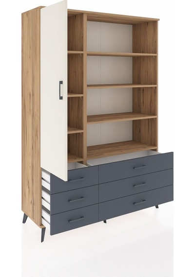 Hyperion Dolap 8 Raflı 6 Çekmeceli Tek Kapaklı 132x44x195 Çam-aytaşı/antrasit Aytası/antrasıt Hyperion Dolap 8 Raflı 6 Çekmeceli Tek Kapaklı 132x44x195 Çam-aytaşı/antrasit Aytası/antrasıt