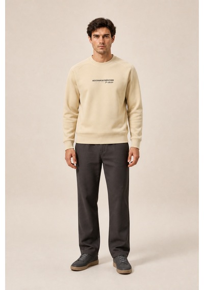 Redline Takes Bisiklet Yaka Kışlık Regular Fit Sweatshirt Bej