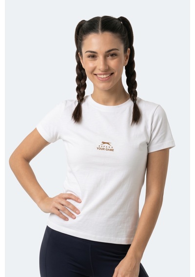 Slazenger Kosta Kadın Baskılı Ekru Tişört