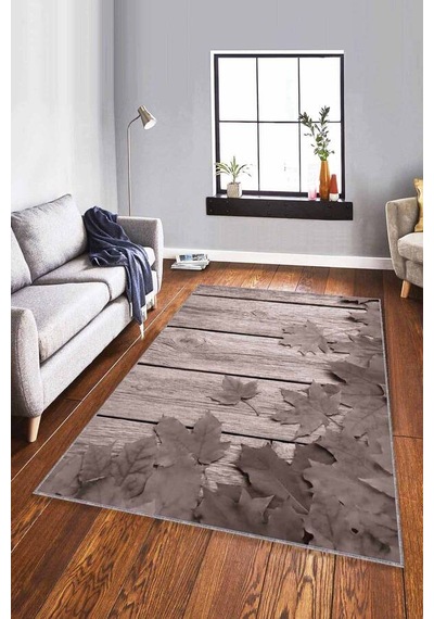 Gri Çınar 3d Kaymaz Tabanlı Makinede Yıkanabilir Halı Cnr01n11
