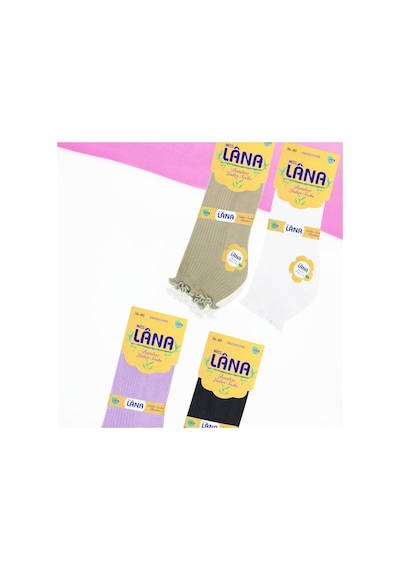 Kral Socks Kadın Bambu Çorap 4 Çift Renkli Fırfırlı Patik Kadın Çorap Çok Renkli