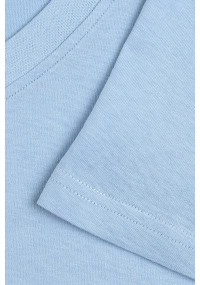 Goffra Kadın Vision V Yaka Premium Kalite Yoğun Dokulu Pamuklu T-shirt Açık Mavi W102-r0220-04